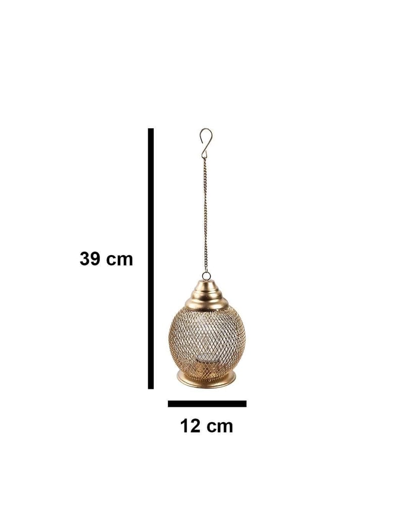 Hanging T-Light Holder, Diwali Décor, Gold, Iron