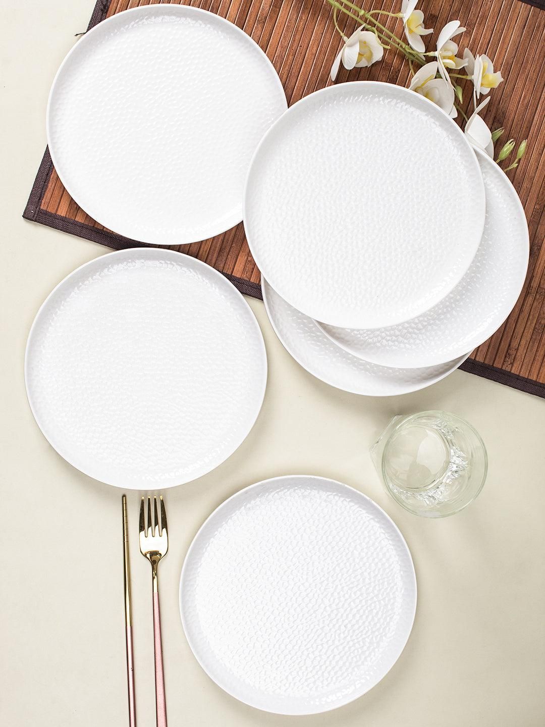 Market99 Hammered Melamine Tableware White Glossy Finish Full