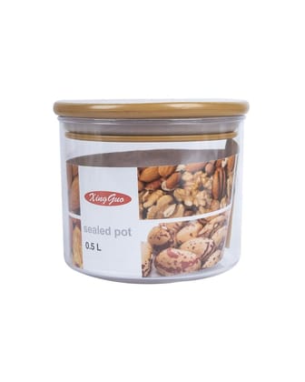 Jar with Airtight Lid, Brown, Plastic, 500 mL