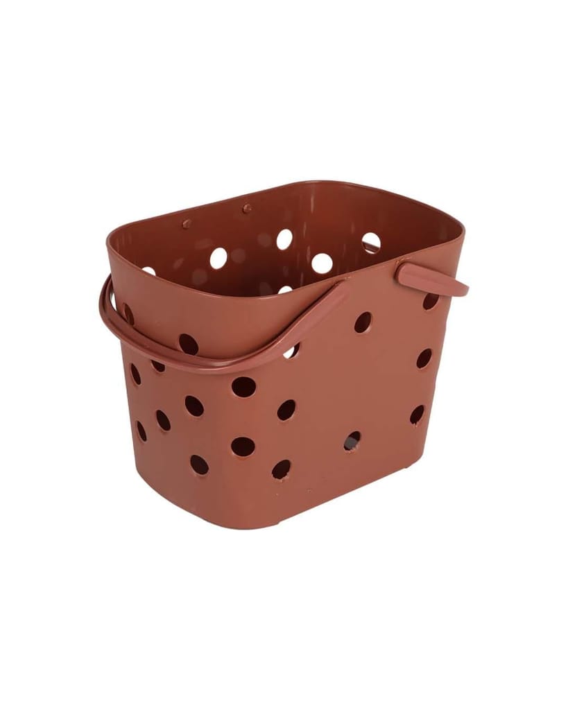 Basket with Handles, Brown, Plastic