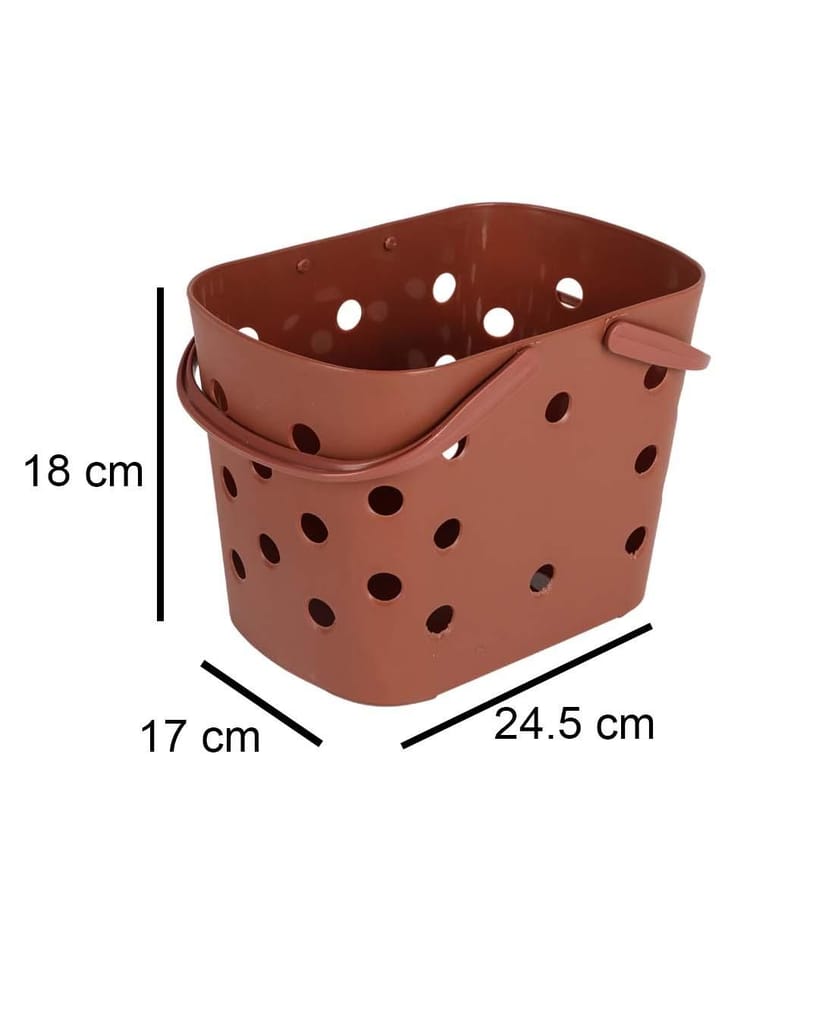 Basket with Handles, Brown, Plastic