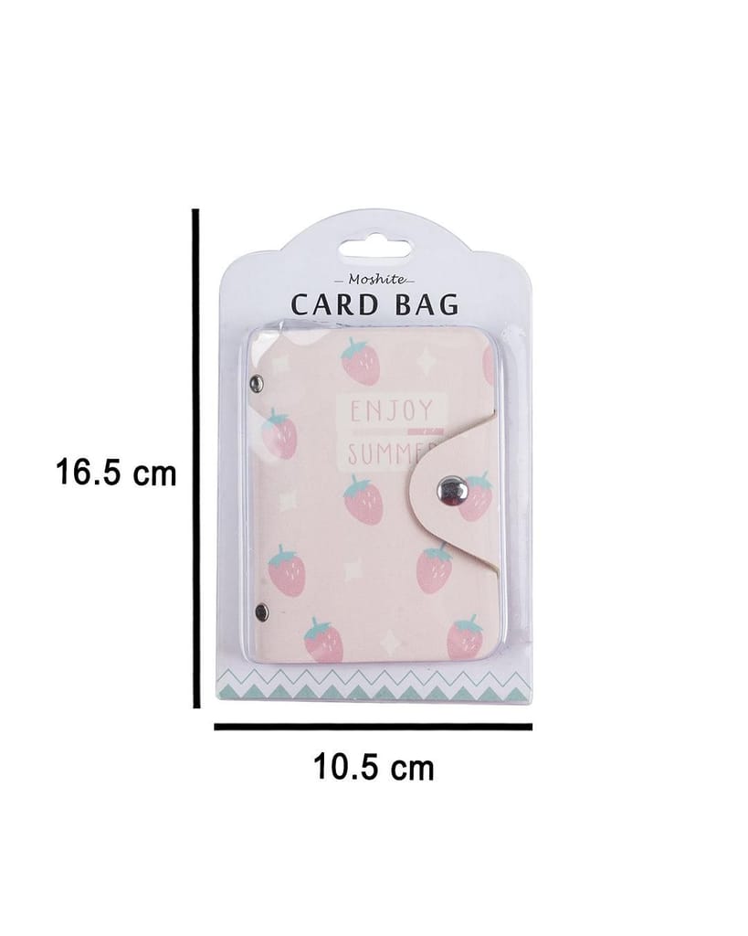 Multi Card Holder, Wallet, Printed, Pink, PU Leather