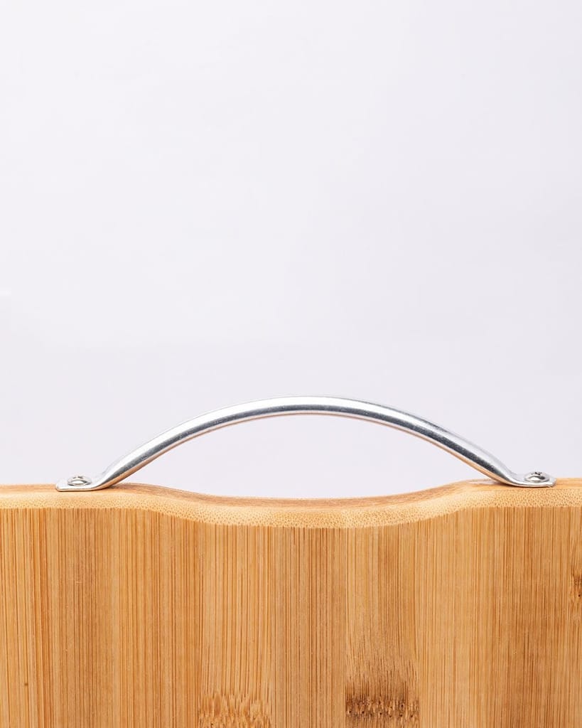 Chopping Board, with Metal Handle, Wooden Finish, Natural Wood Colour, Bamboo