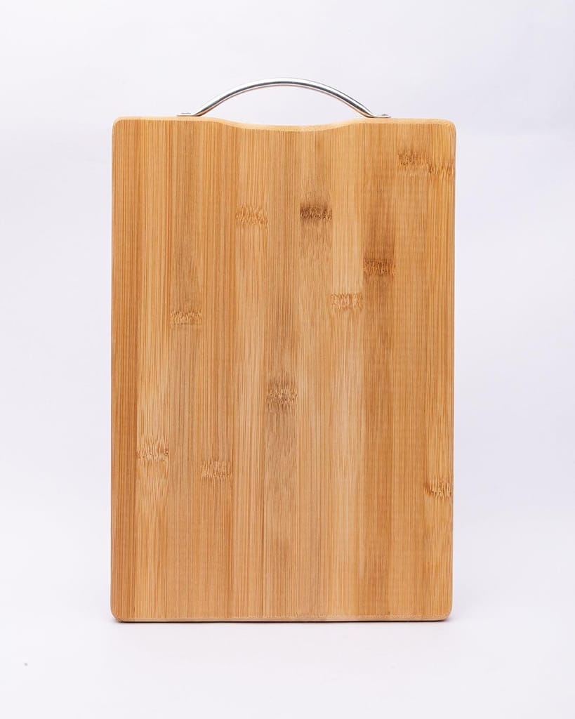 Chopping Board, with Metal Handle, Wooden Finish, Natural Wood Colour, Bamboo