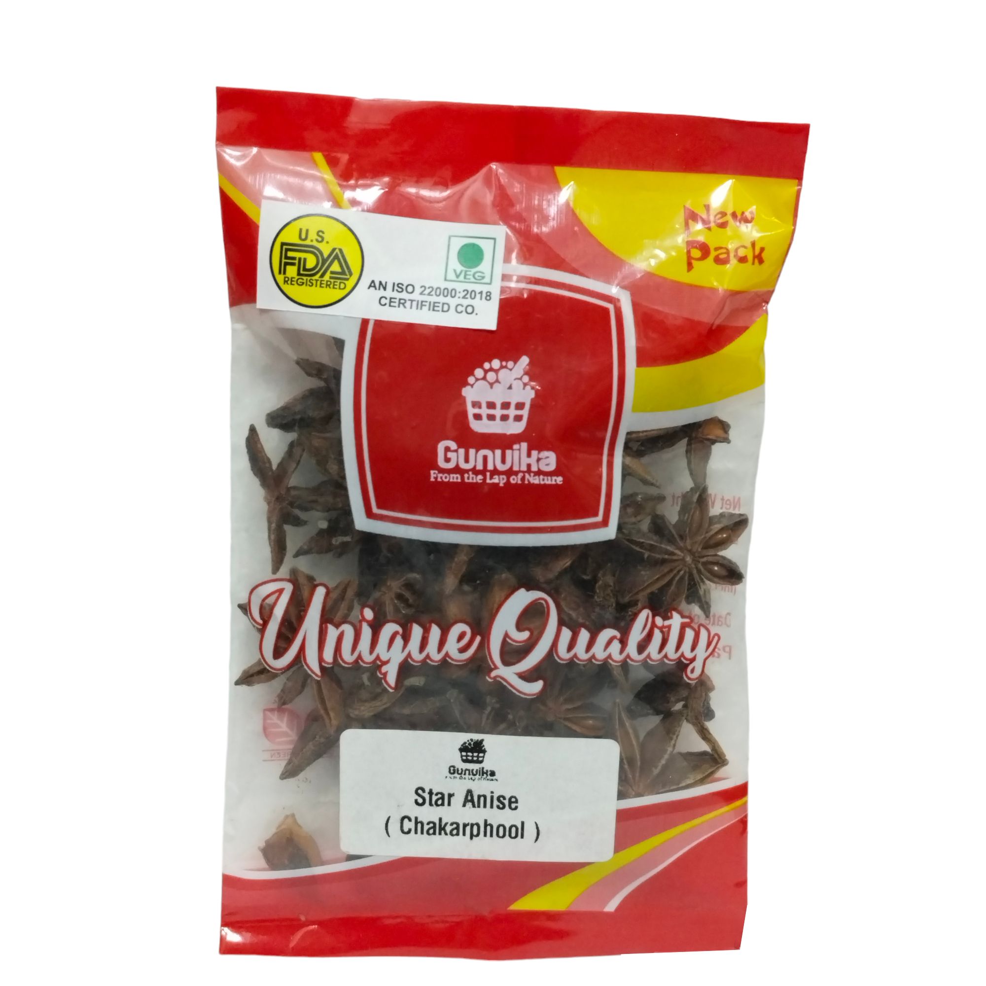 Gunvika Star Anise Whole | Chakri Phool | Badhiyan Fool - 50 gm