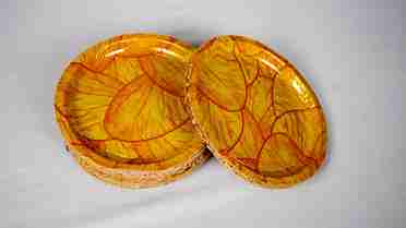  Set of 4 Retro MCM Leaf Plates - Orange Melamine