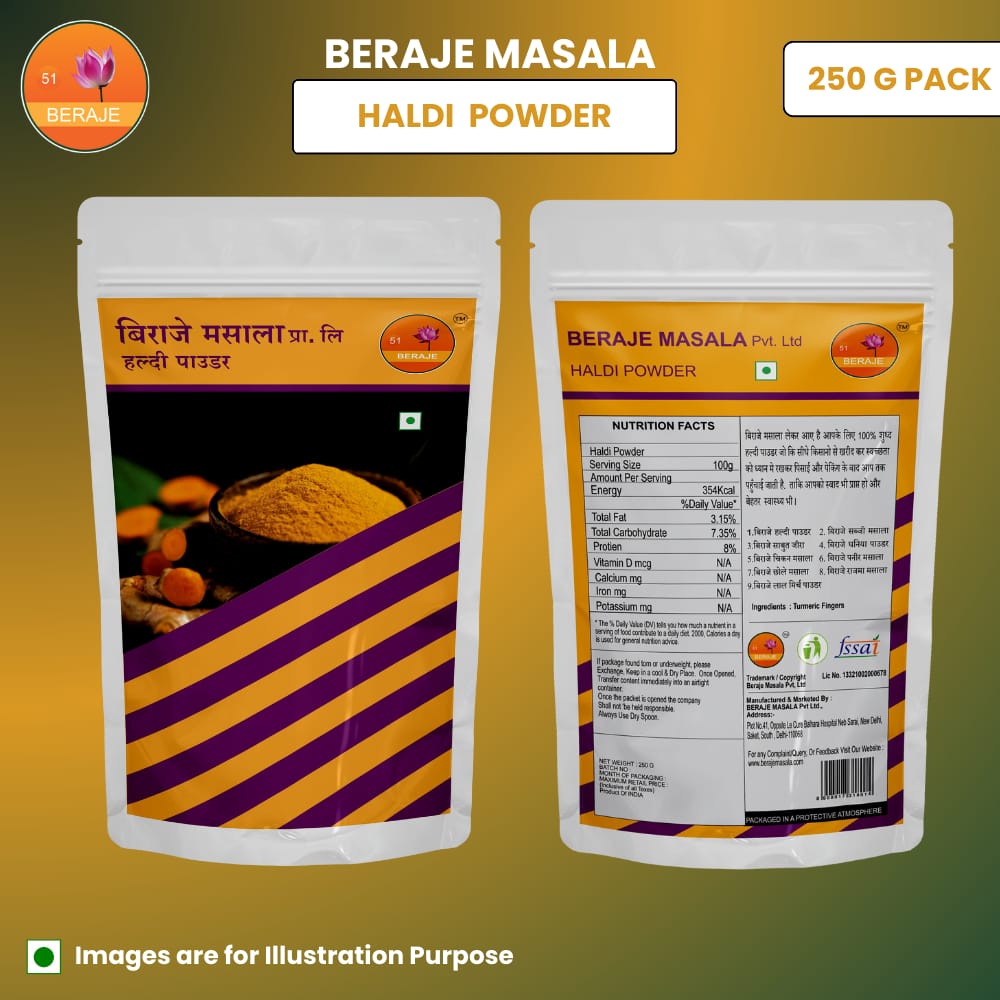 Beraje Masala Organic Turmeric Powder 100g, Haldi Powder