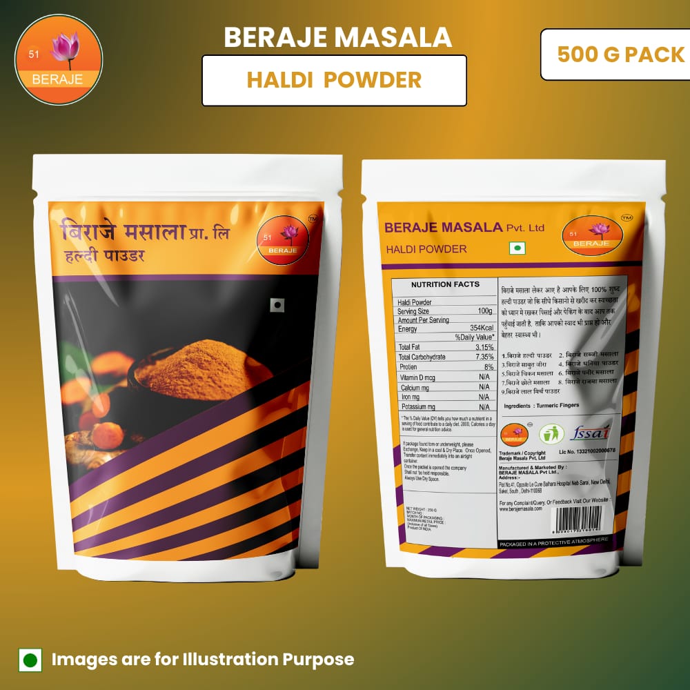 Beraje Masala Organic Turmeric Powder 100g, Haldi Powder