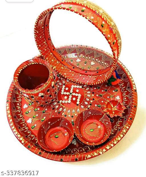 Traditional Indian Wedding Plate with intricate Meenakari work