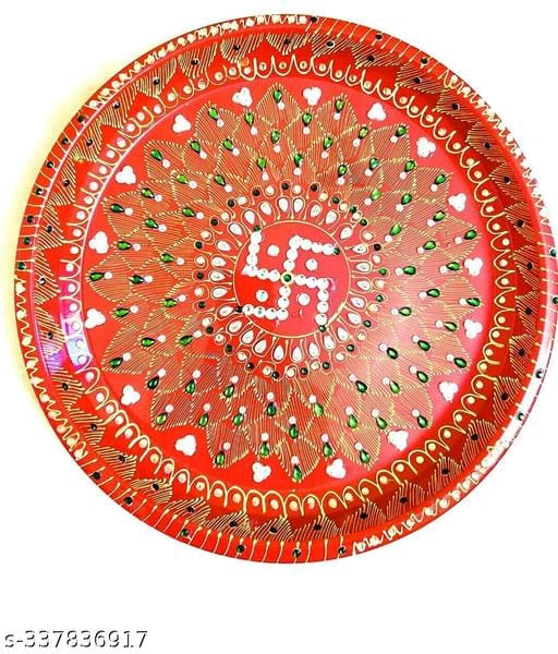 Traditional Indian Wedding Plate with intricate Meenakari work