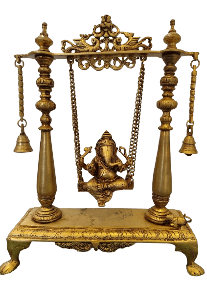 Brass Statue of Lord Ganesha on a Swing
