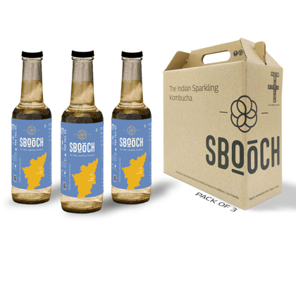 SBOOCH - Indian Sparkling Kombucha Tea | Rasam Flavor,All Natural | Gut Friendly | Antioxidant | Zero Preservatives | NO Artificial Flavors or Additives | Fermented Beverage Tea | 275ml (Pack Of 3)