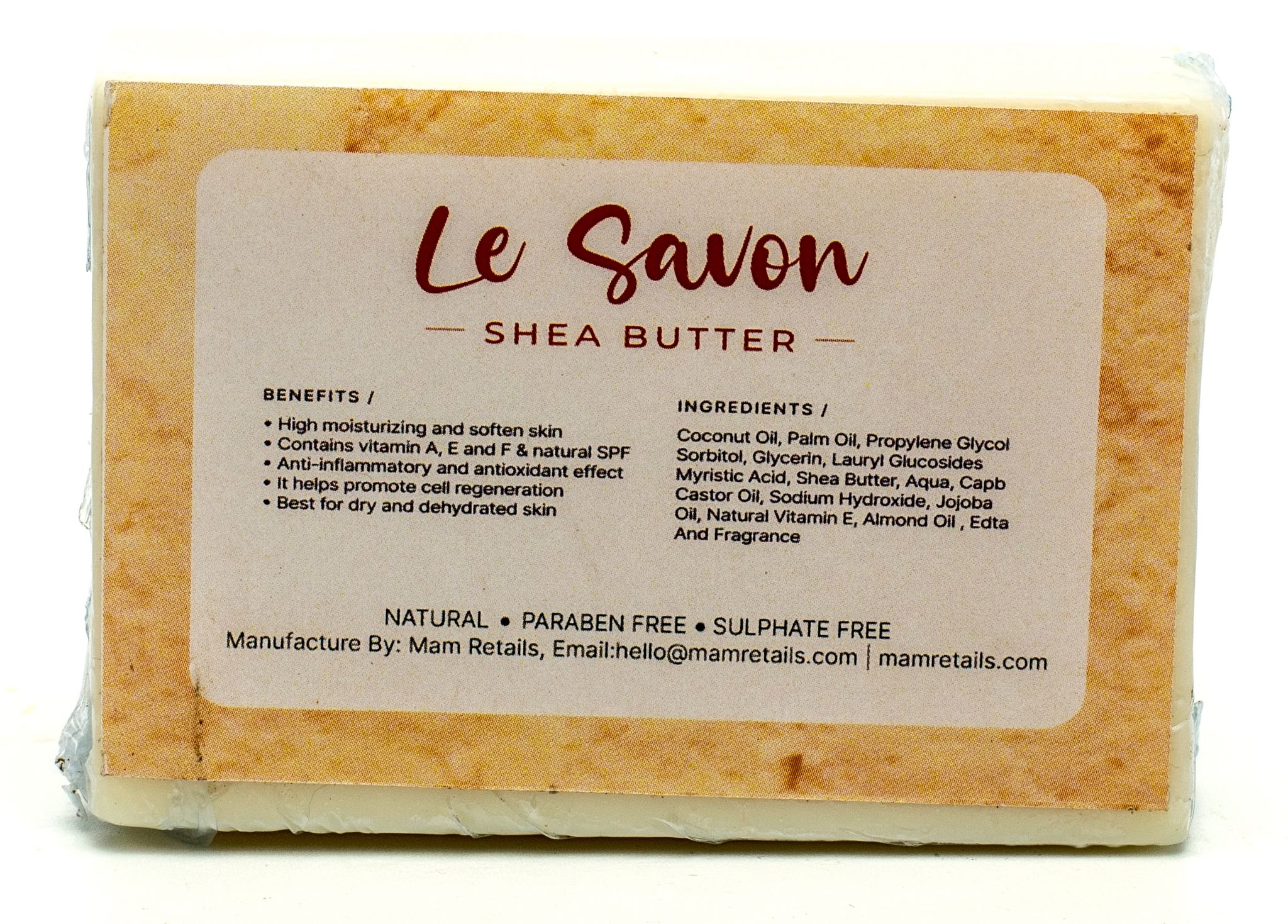 Le Savon Shea Butter - All Natural Moisturizing Soap for Dry and Dehydrated Skin