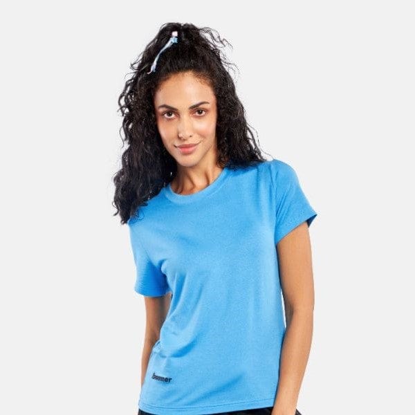 Bummer Women's Round Neck Solid Lounge T-Shirts | Relaxed Fit,Terry Modal & Half-Sleeve Tshirt - Malibu