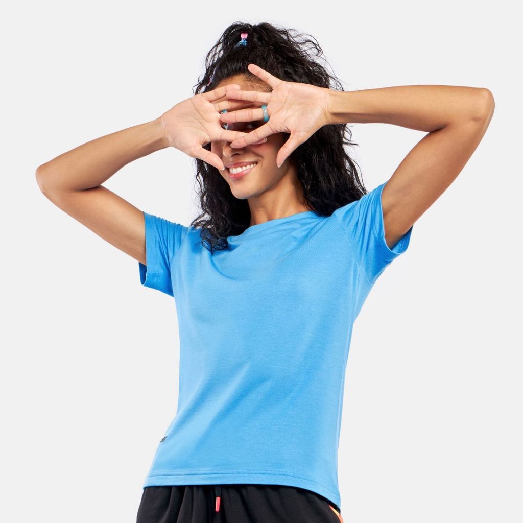 Bummer Women's Round Neck Solid Lounge T-Shirts | Relaxed Fit,Terry Modal & Half-Sleeve Tshirt - Malibu