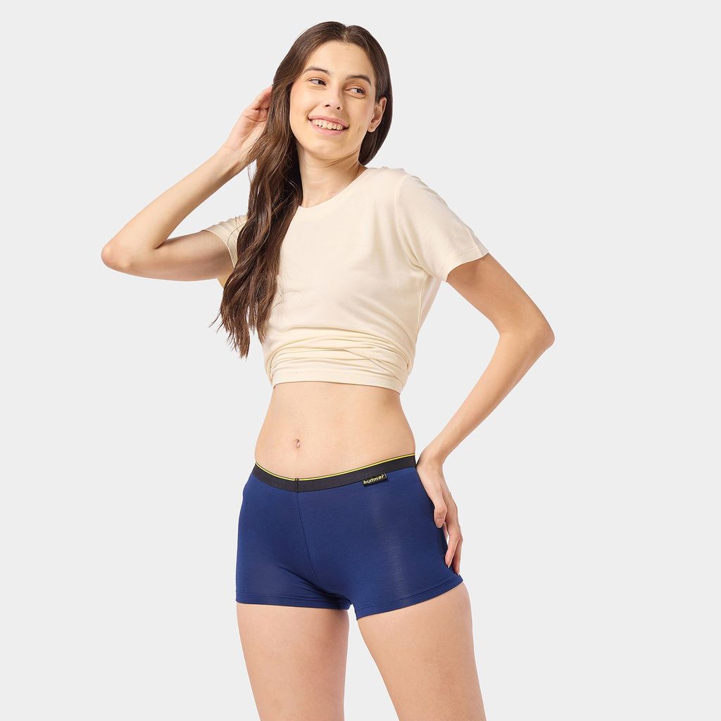 Bummer Women's Solid Micro Modal Boyshorts Panties | Soft & Breathable Underwear - Galactic