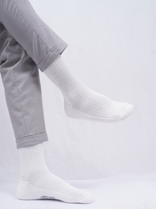 Air Garb Indulge in luxury with our premium Cotton socks - Men and Women - Crew Length - White