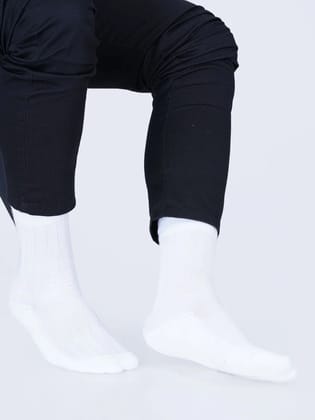 Cotton Rich Designer Socks for Men and Women - Rib Stripe (White)