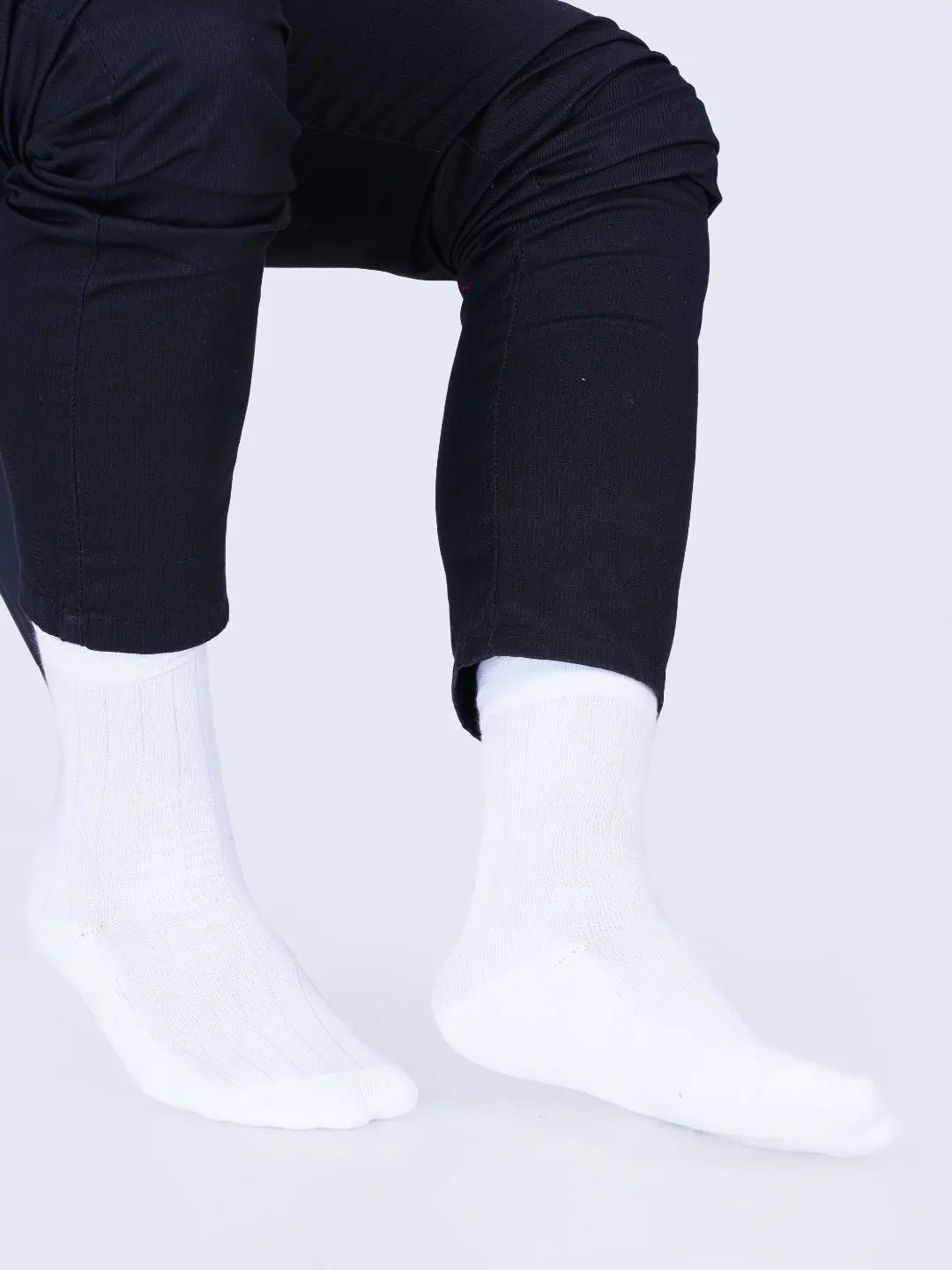 Cotton Rich Designer Socks for Men and Women - Rib Stripe (White)