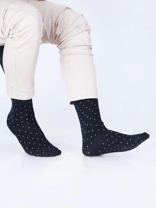 Cotton Rich Designer Socks for Men and Women - Polka Dots (Black)