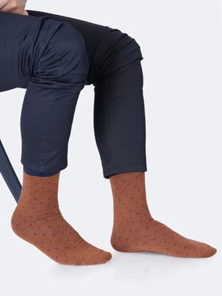 Cotton Rich Designer Socks for Men and Women - Polka Dots (Brown)