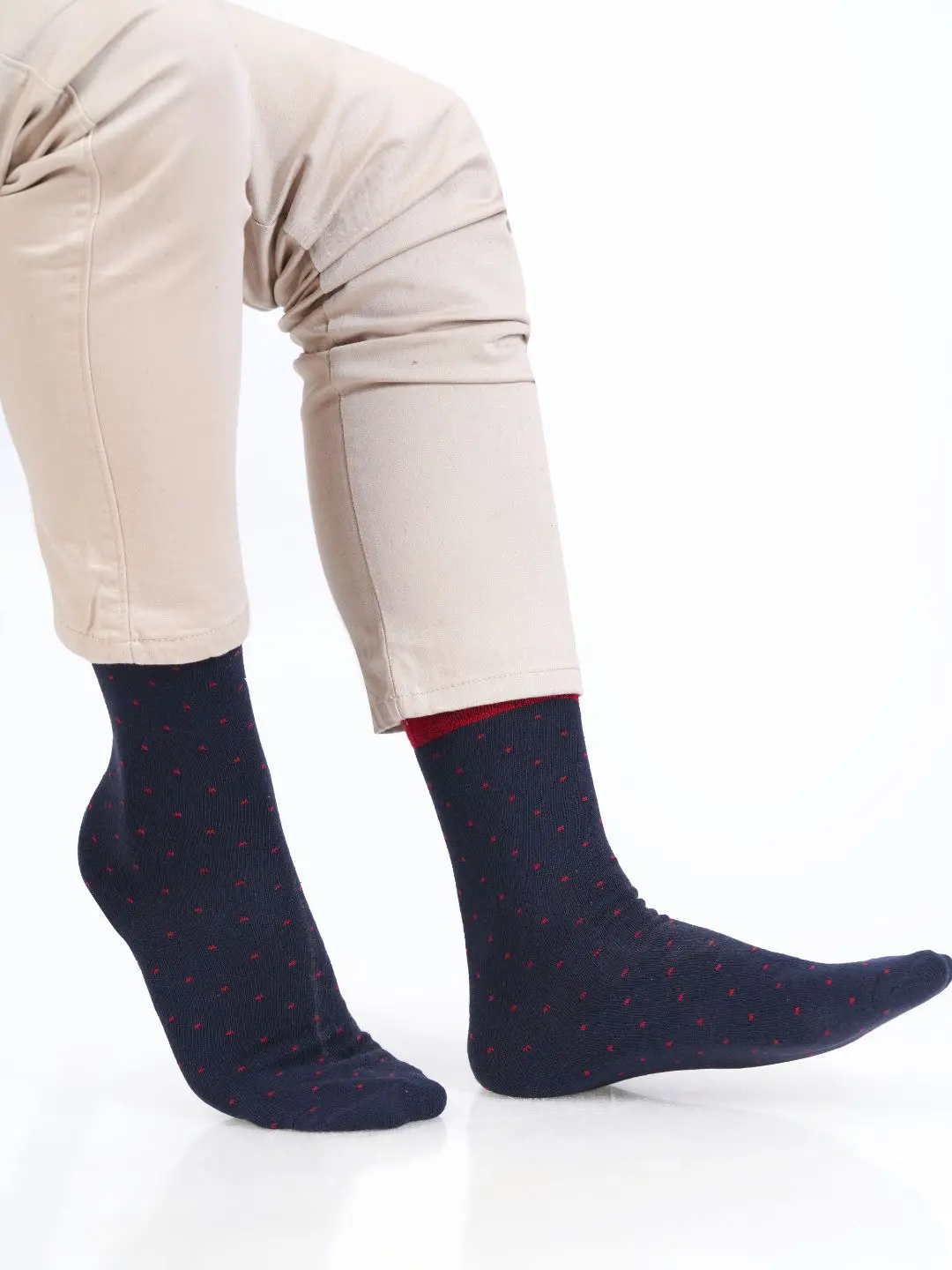 Cotton Rich Designer Socks for Men and Women - Polka Dots (Navy Blue)