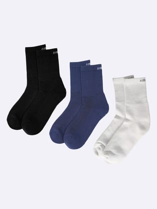 Comfort Socks for Work - Men and Women Pack of 3 Pairs - C3WBBL (White, Blue, Black) Comfort Socks for Work - Men and Women Pack of 3 Pairs - C3WBBL (White, Blue, Black)