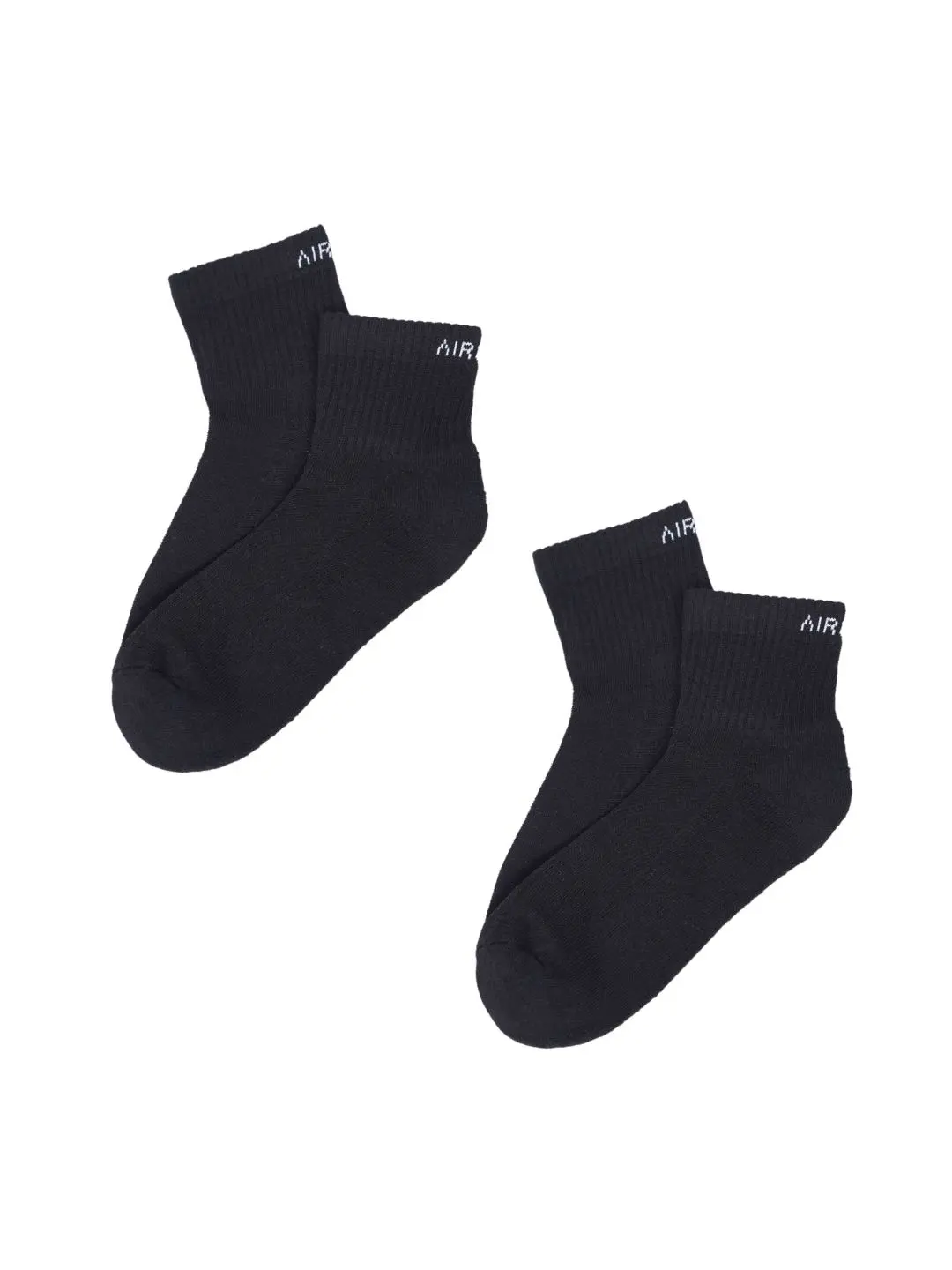 Cotton Ankle Socks for Men and Women Pack of 2 Pairs Black -HA2BL-S