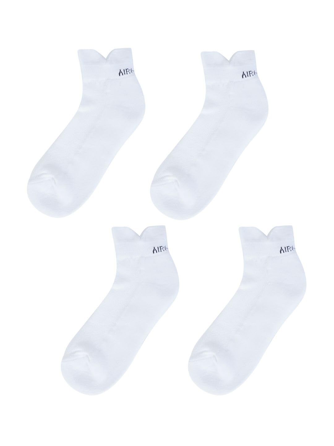 AirGarb Low Ankle Cotton Sneakers Socks for Men and Women: Comfortable Cushioning & Breathable Design Pack of 4 - TCA4W (Free Size) White