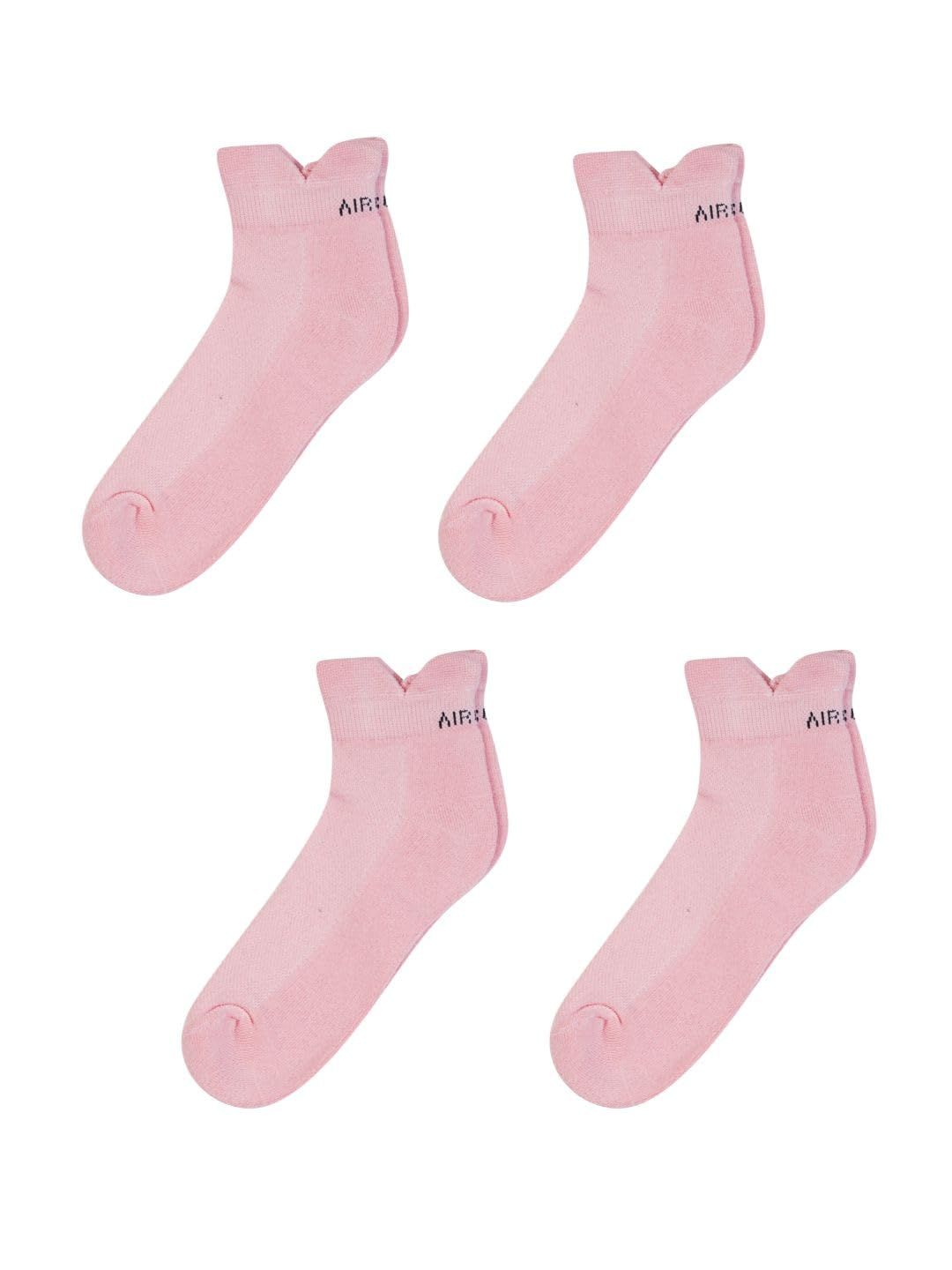AirGarb Low Ankle Cotton Sneakers Socks for Men and Women: Comfortable Cushioning & Breathable Design Pack of 4 - TCA4P (Free Size) Pink