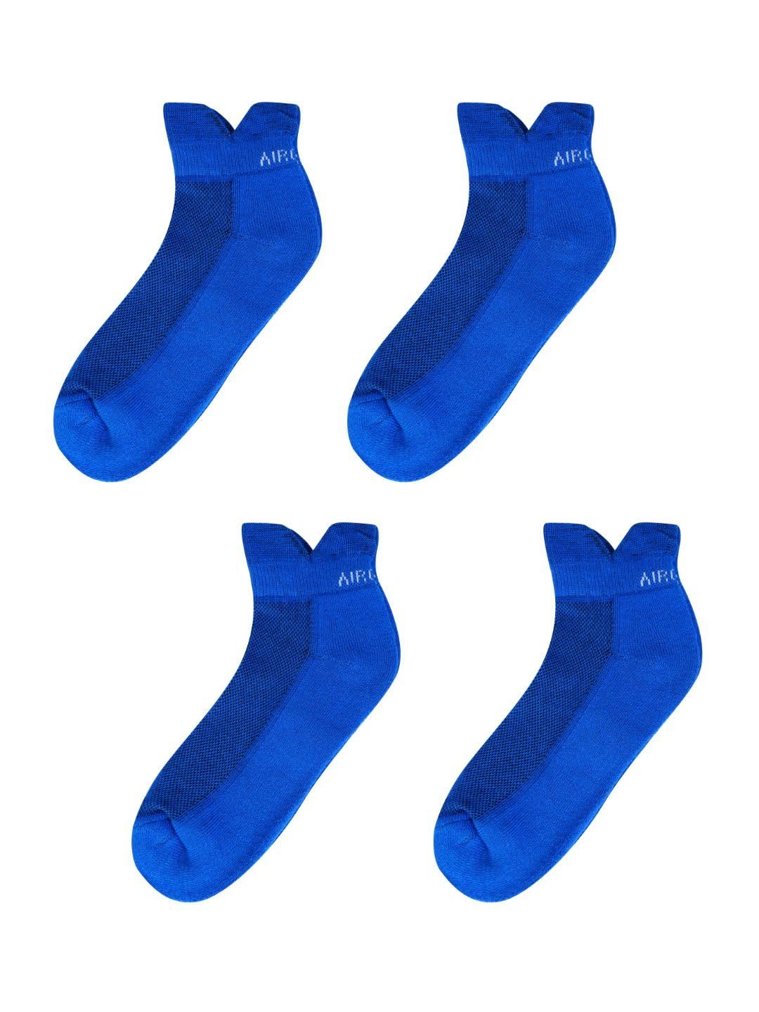 AirGarb Low Ankle Cotton Sneakers Socks for Men and Women: Comfortable Cushioning & Breathable Design Pack of 4 - TCA4D (Free Size) Denim