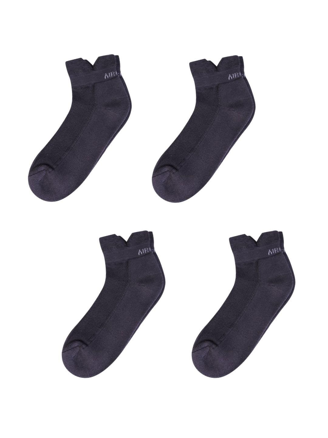 AirGarb Low Ankle Cotton Sneakers Socks for Men and Women: Comfortable Cushioning & Breathable Design Pack of 4 - TCA4A (Free Size) Ash