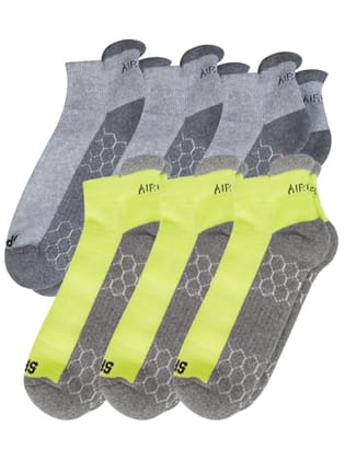 AirGarb Compression Sports Performance Socks for Men and Women Ankle Length Cotton Socks Pack of 6 - SPO6G3GR3 (Free Size) Multi