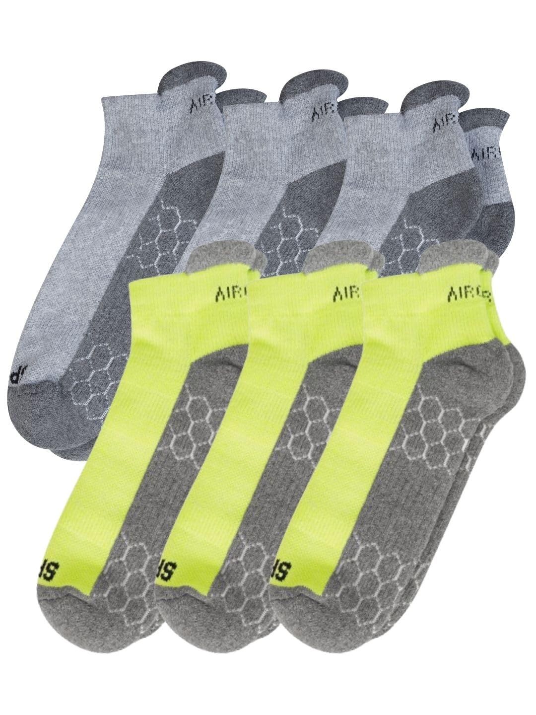 AirGarb Compression Sports Performance Socks for Men and Women Ankle Length Cotton Socks Pack of 6 - SPO6G3GR3 (Free Size) Multi