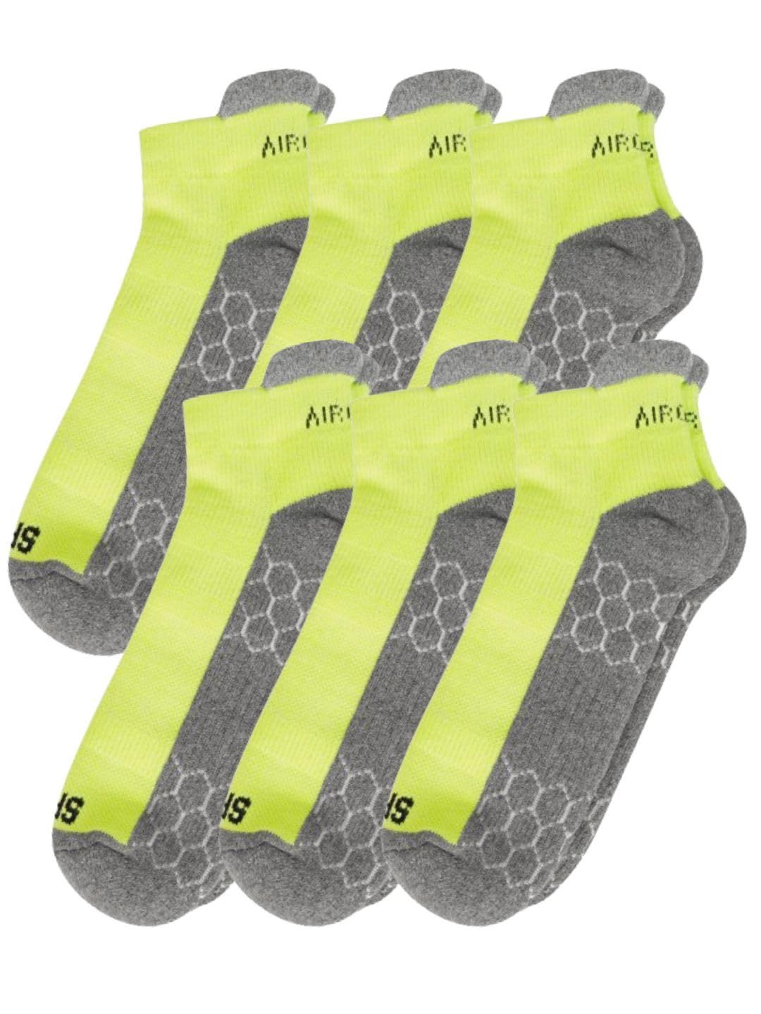 AirGarb Compression Sports Performance Socks for Men and Women Ankle Length Cotton Socks Pack of 6 - SPO6GR (Free Size) Neon Green