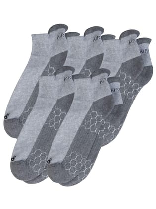 AirGarb Compression Sports Performance Socks for Men and Women Ankle Length Cotton Socks Pack of 5 - SPO5G (Free Size) Grey