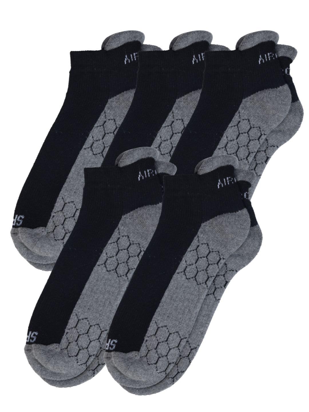 AirGarb Compression Sports Performance Socks for Men and Women Ankle Length Cotton Socks Pack of 5 - SPO5BL (Free Size) Black