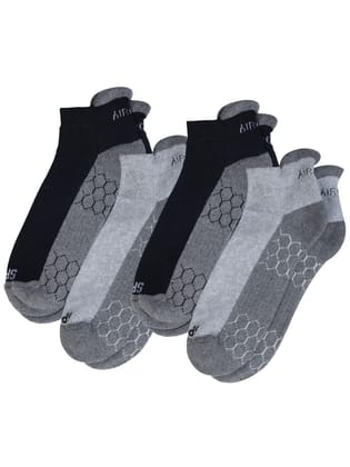 AirGarb Compression Sports Performance Socks for Men and Women Ankle Length Cotton Socks Pack of 4 - SPO4BL2G2 (Free Size) Multi Color