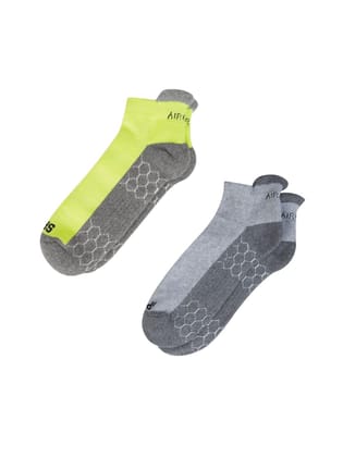 AirGarb Compression Sports Performance Socks for Men and Women Ankle Length Cotton Socks Pack of 2 - ASPO2GRG (Free Size) Multi Color