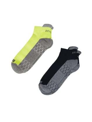 AirGarb Compression Sports Performance Socks for Men and Women Ankle Length Cotton Socks Pack of 2 - ASPO2GRBL (Free Size) Multi Color