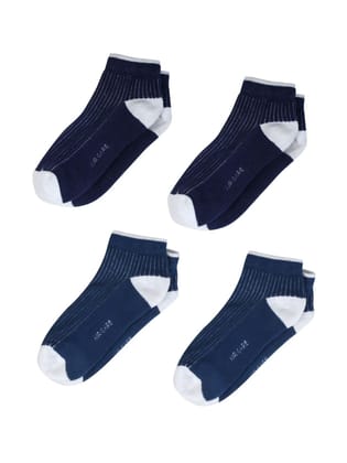 AirGarb Stylish Ribbed Low Ankle Cotton Socks for Men and Women: Comfortable Cushioning & Breathable Design Pack of 4 - ARB4D2B2 (Free Size) Multi Color