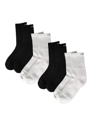 AIR GARB Crew Socks for Men and Women Made with Premium Cotton Pack of 4 - AC4W2BL2 (Free Size) Multi Color AIR GARB Crew Socks for Men and Women Made with Premium Cotton Pack of 4 - AC4W2BL2 (Free Size) Multi Color