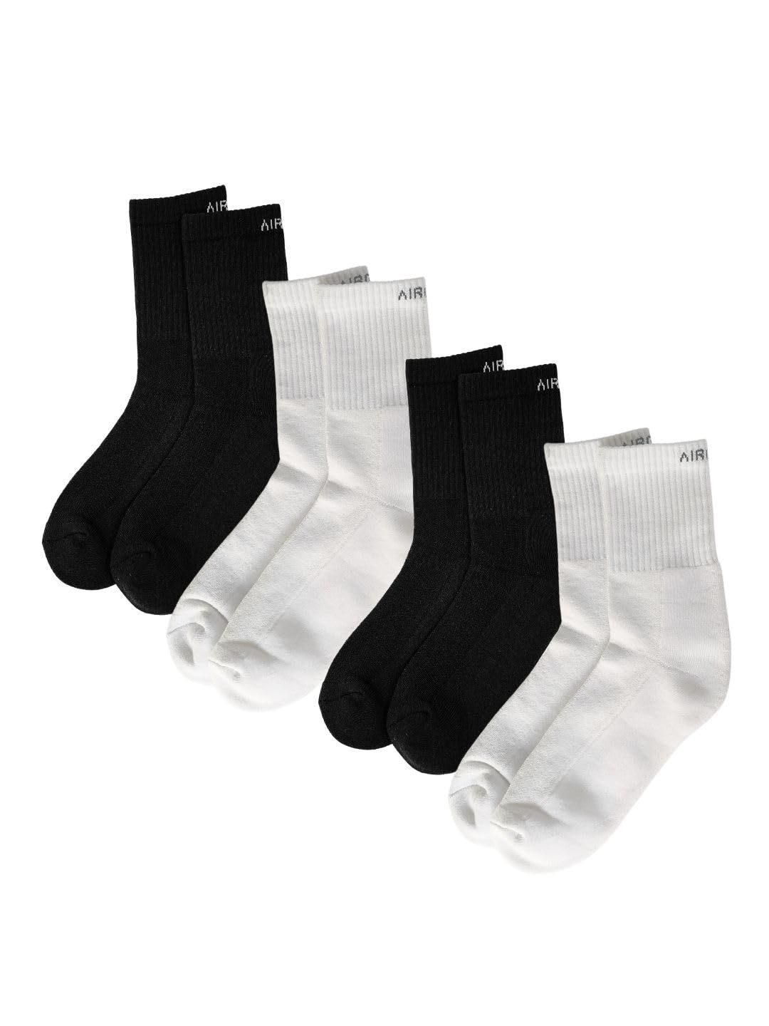 AIR GARB Crew Socks for Men and Women Made with Premium Cotton Pack of 4 - AC4W2BL2 (Free Size) Multi Color
