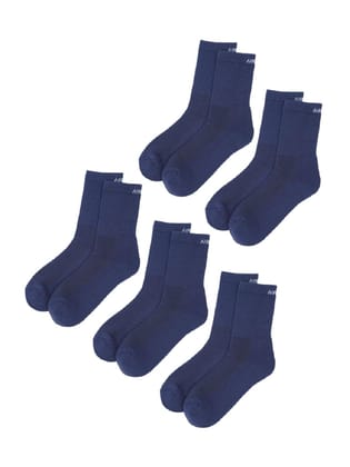 AIR GARB Crew Socks for Men and Women Made with Premium Cotton Pack of 5 - AC5B (Free Size) Navy Blue