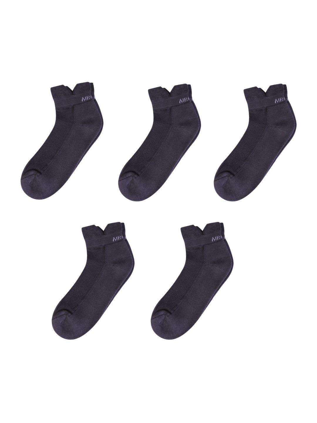 AirGarb Low Ankle Cotton Sneakers Socks for Men and Women: Comfortable Cushioning & Breathable Design Pack of 5 - TCA5A (Free Size) Ash
