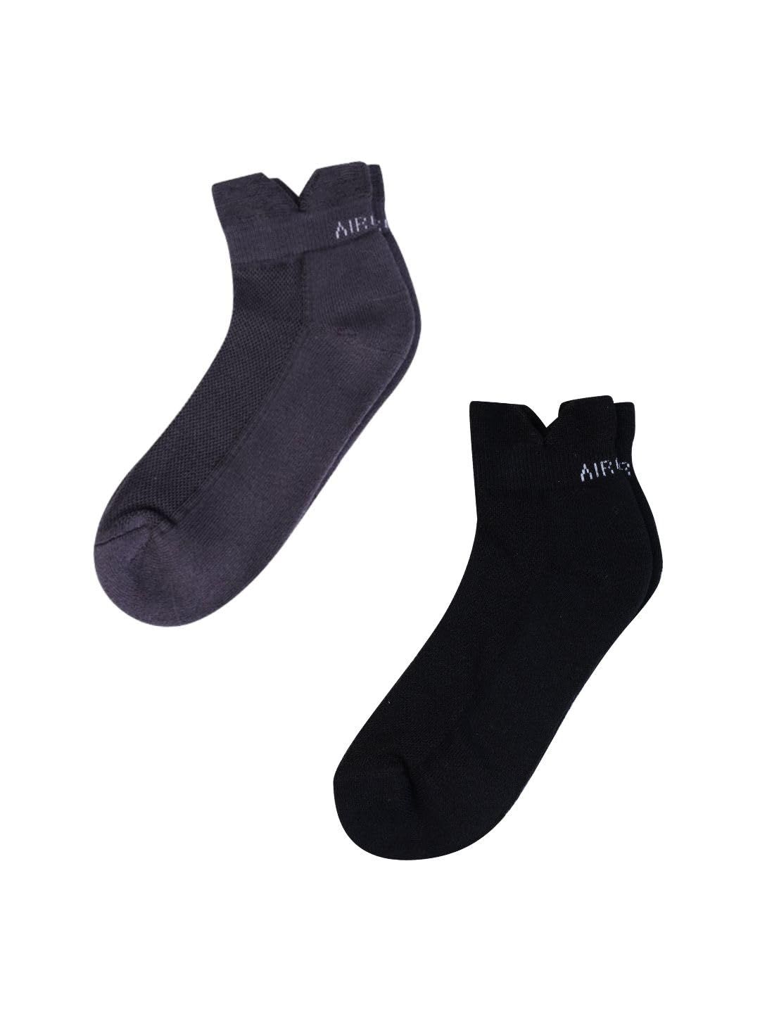 AirGarb Low Ankle Cotton Sneakers Socks for Men and Women: Comfortable Cushioning & Breathable Design Pack of 2 - TCA2ABL (Free Size) Multi Color