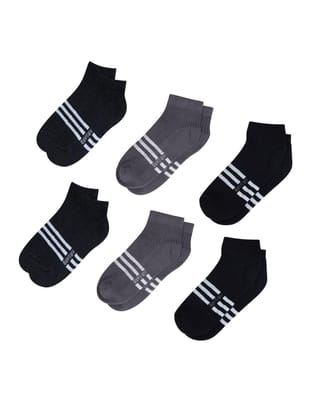 AirGarb Stylish Striped Low Ankle Cotton Socks for Men and Women: Comfortable Cushioning & Breathable Design Pack of 6 - LST6M2A2BL2 (Free Size) Multi Color AirGarb Stylish Striped Low Ankle Cotton Socks for Men and Women: Comfortable Cushioning & Breathable Design Pack of 6 - LST6M2A2BL2 (Free Size) Multi Color
