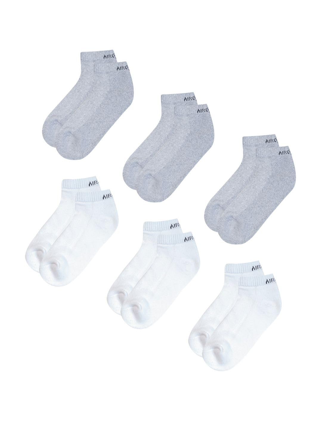 AirGarb Cushioned Low Ankle Socks for Men and Women Made with Cotton & Spandex Pack of 6 - LAP6G3W3 (Free Size) Multi Color