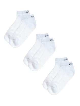 AirGarb Pure Cotton Low Ankle Plain Solid Socks for Men/Women: Cushioned Comfort & Breathable Mesh (Pack of 3) - LAP3W