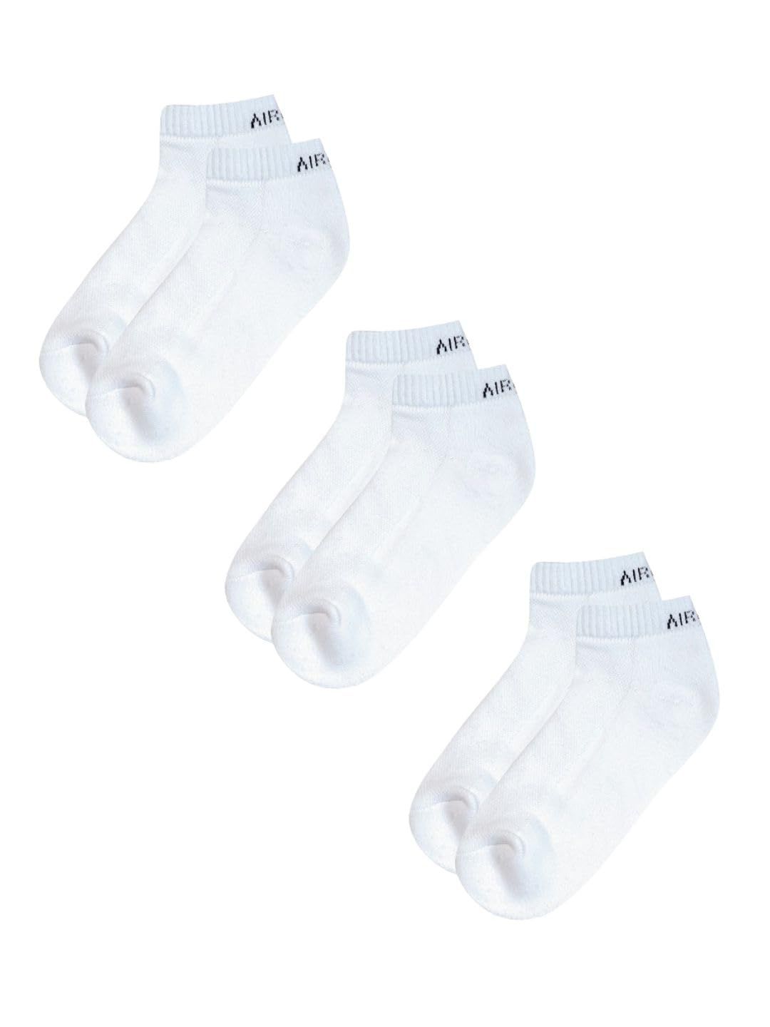 AirGarb Pure Cotton Low Ankle Plain Solid Socks for Men/Women: Cushioned Comfort & Breathable Mesh (Pack of 3) - LAP3W
